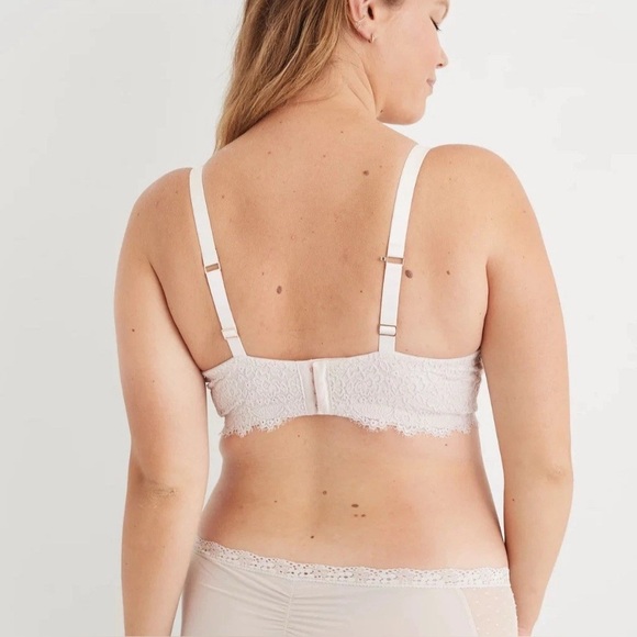 NWT Aerie Real Power Plunge Push Up Eyelash Lace Bra in Ivory Size 34DD - Picture 3 of 14